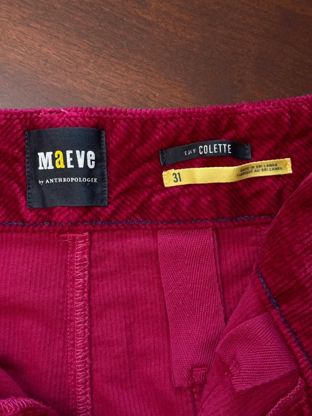 Maeve The Colette Corduroy Wide Leg Crop Pant Raspberry Pink Women's Size 31 - Picture 8 of 11